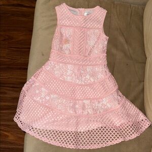 Pink Sleeveless Lace girls  Dress